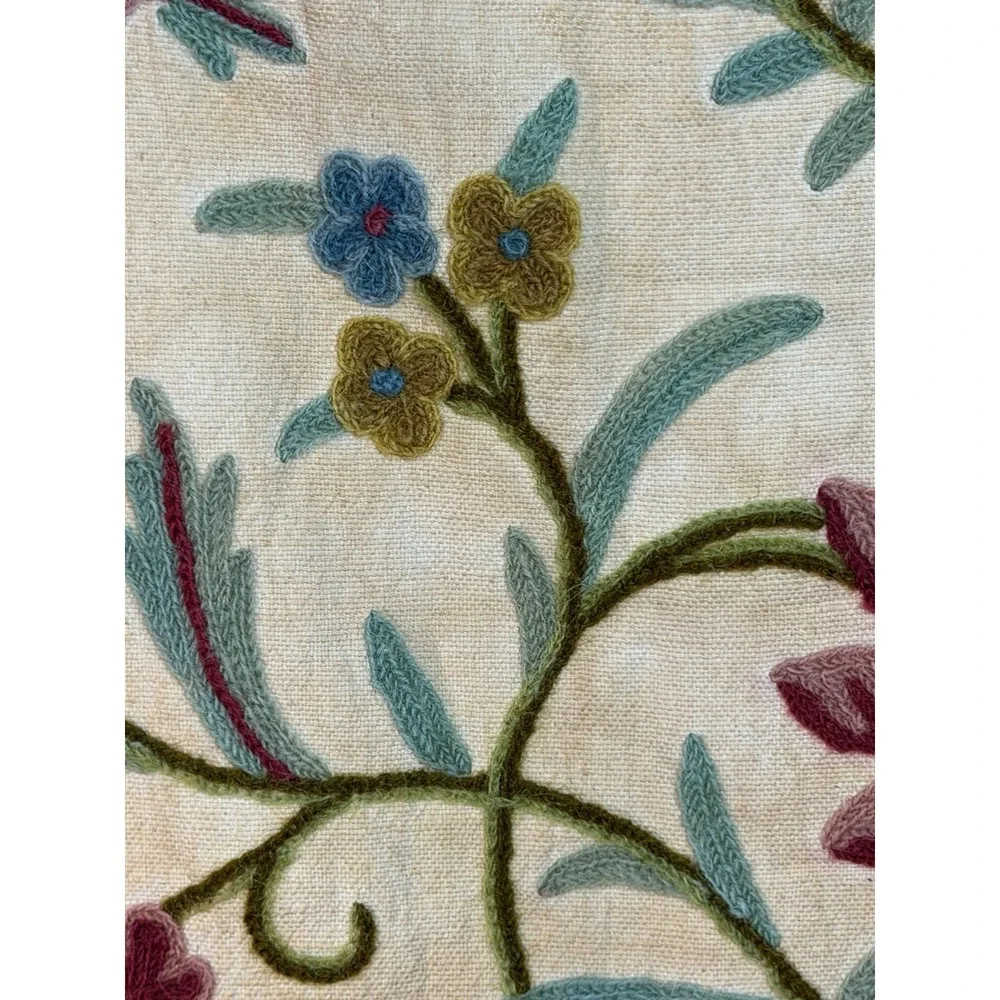 VTG Handmade Crewel Embroidery Floral Bag / Pillowcase - Colorful!